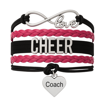 Cheer Coach Infinity Bracelet - Pick Colors & Charms