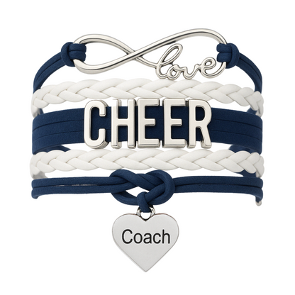 Cheer Coach Infinity Bracelet - Pick Colors & Charms
