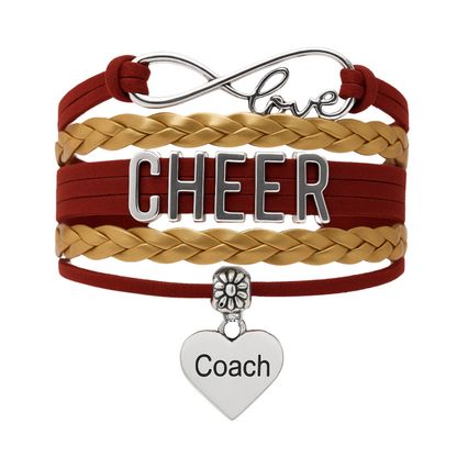 Cheer Coach Infinity Bracelet - Pick Colors & Charms