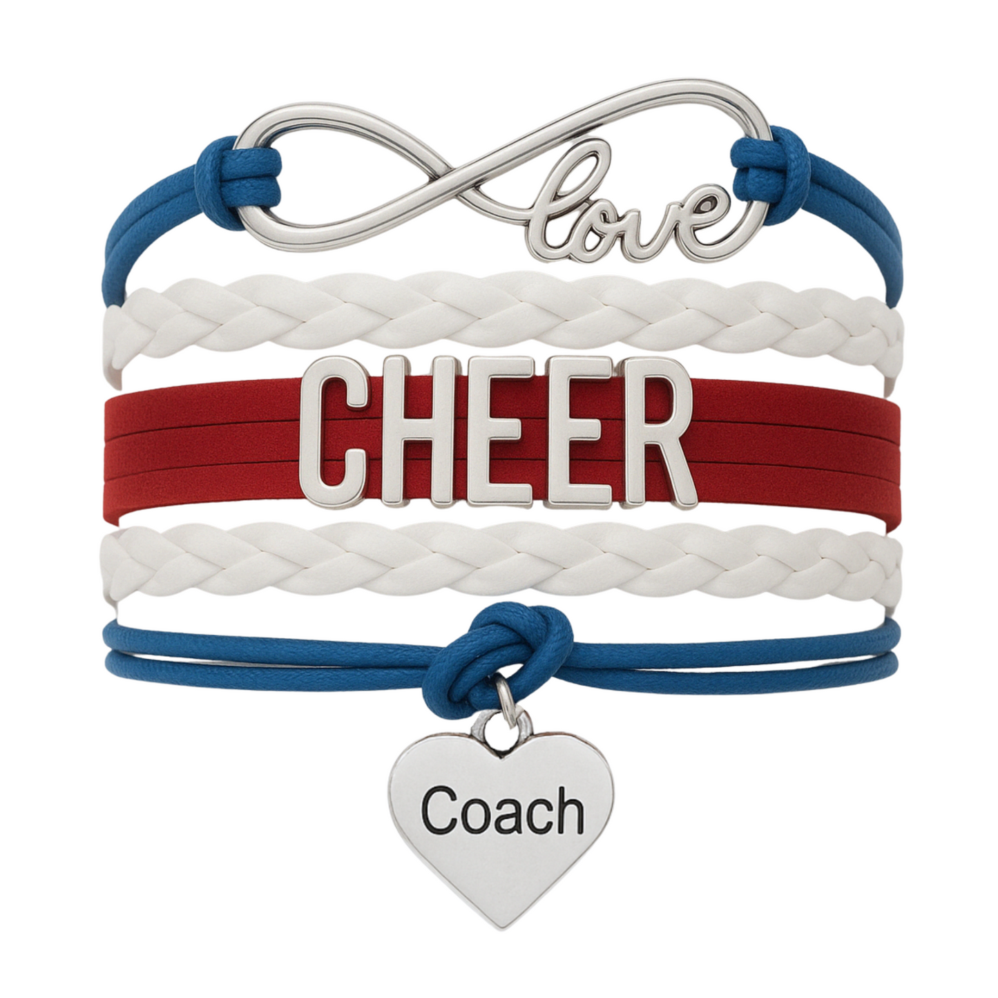 Cheer Coach Infinity Bracelet - Pick Colors & Charms