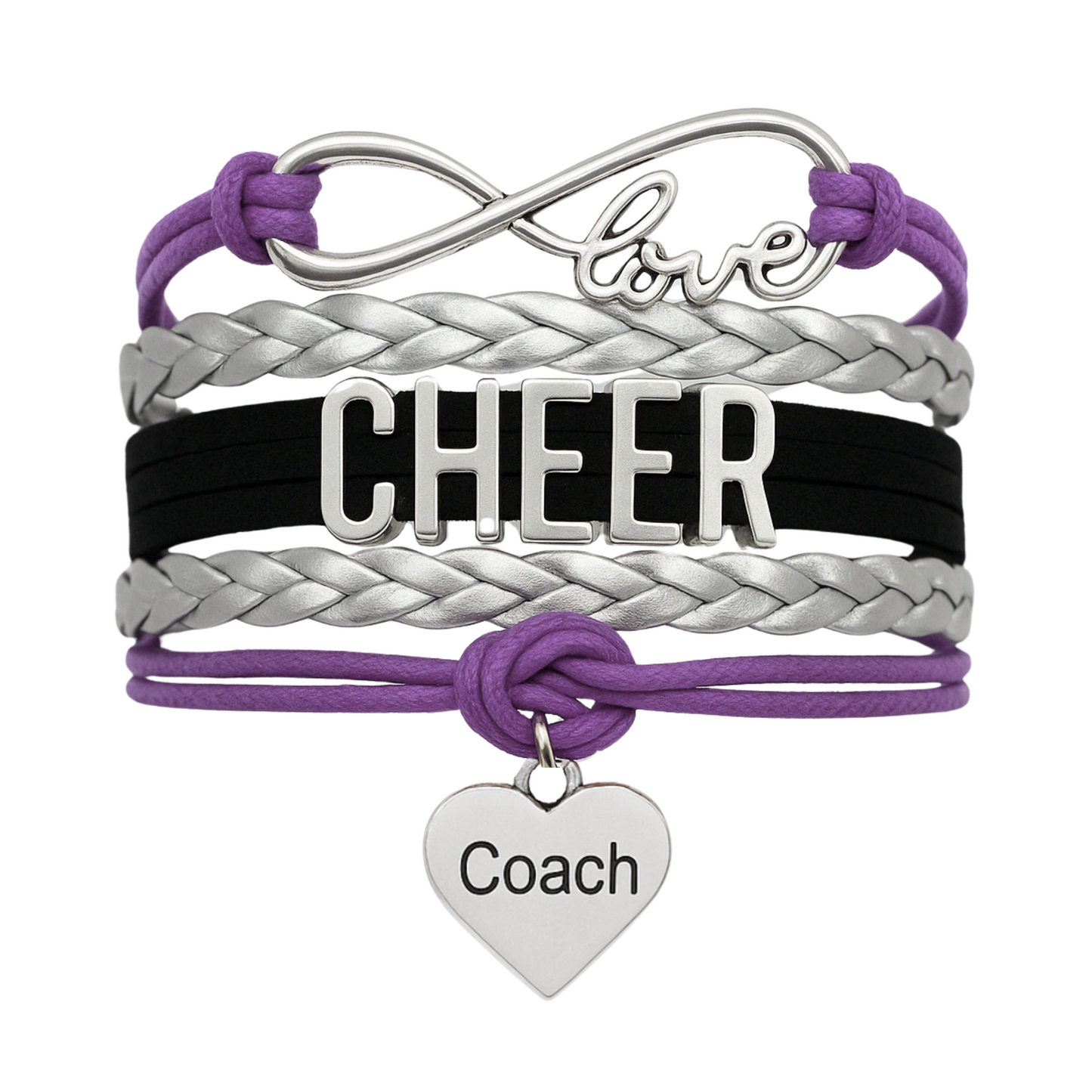 Cheer Coach Infinity Bracelet - Pick Colors & Charms