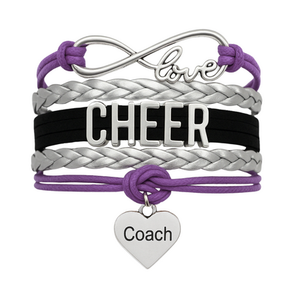 Cheer Coach Infinity Bracelet - Pick Colors & Charms