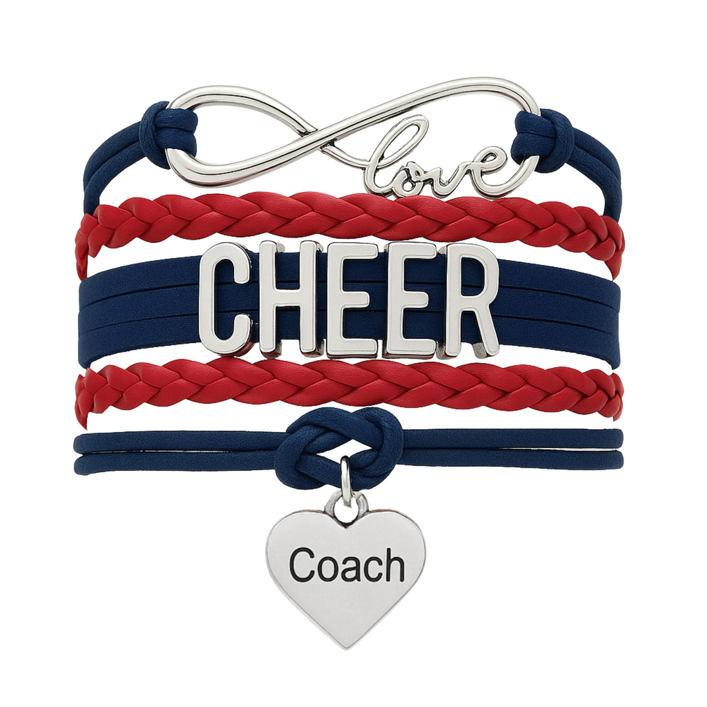 Cheer Coach Infinity Bracelet - Pick Colors & Charms