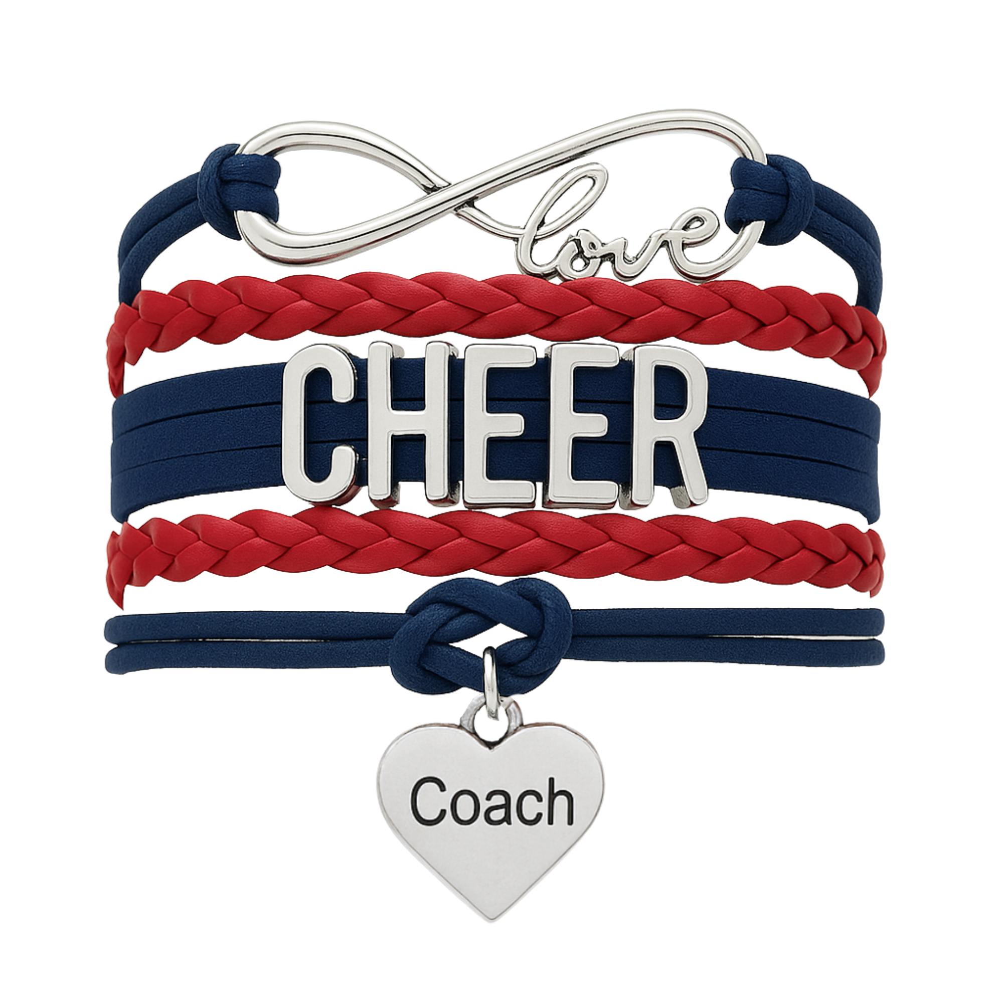 Cheer Coach Infinity Bracelet - Pick Colors & Charms