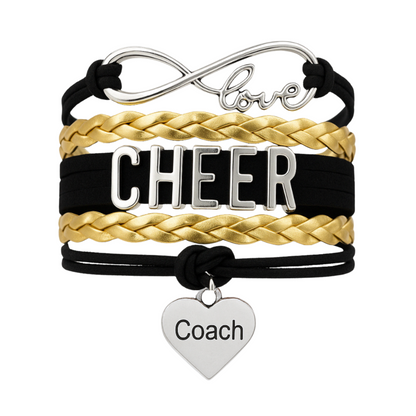 Cheer Coach Infinity Bracelet - Pick Colors & Charms