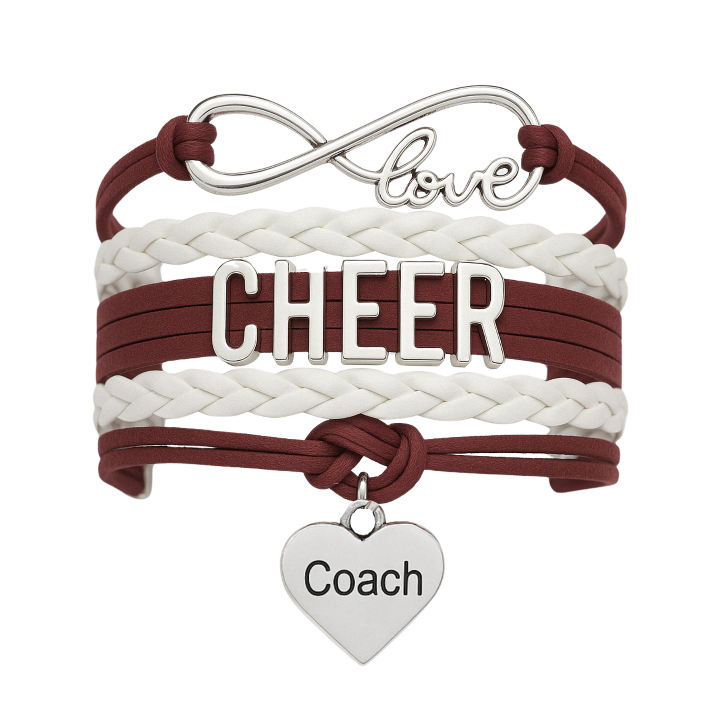 Cheer Coach Infinity Bracelet - Pick Colors & Charms