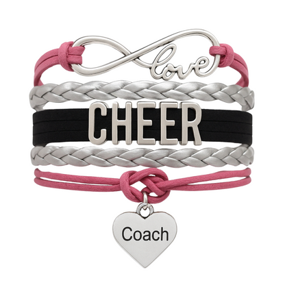 Cheer Coach Infinity Bracelet - Pick Colors & Charms