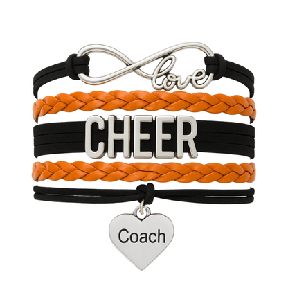 Cheer Coach Infinity Bracelet - Pick Colors & Charms