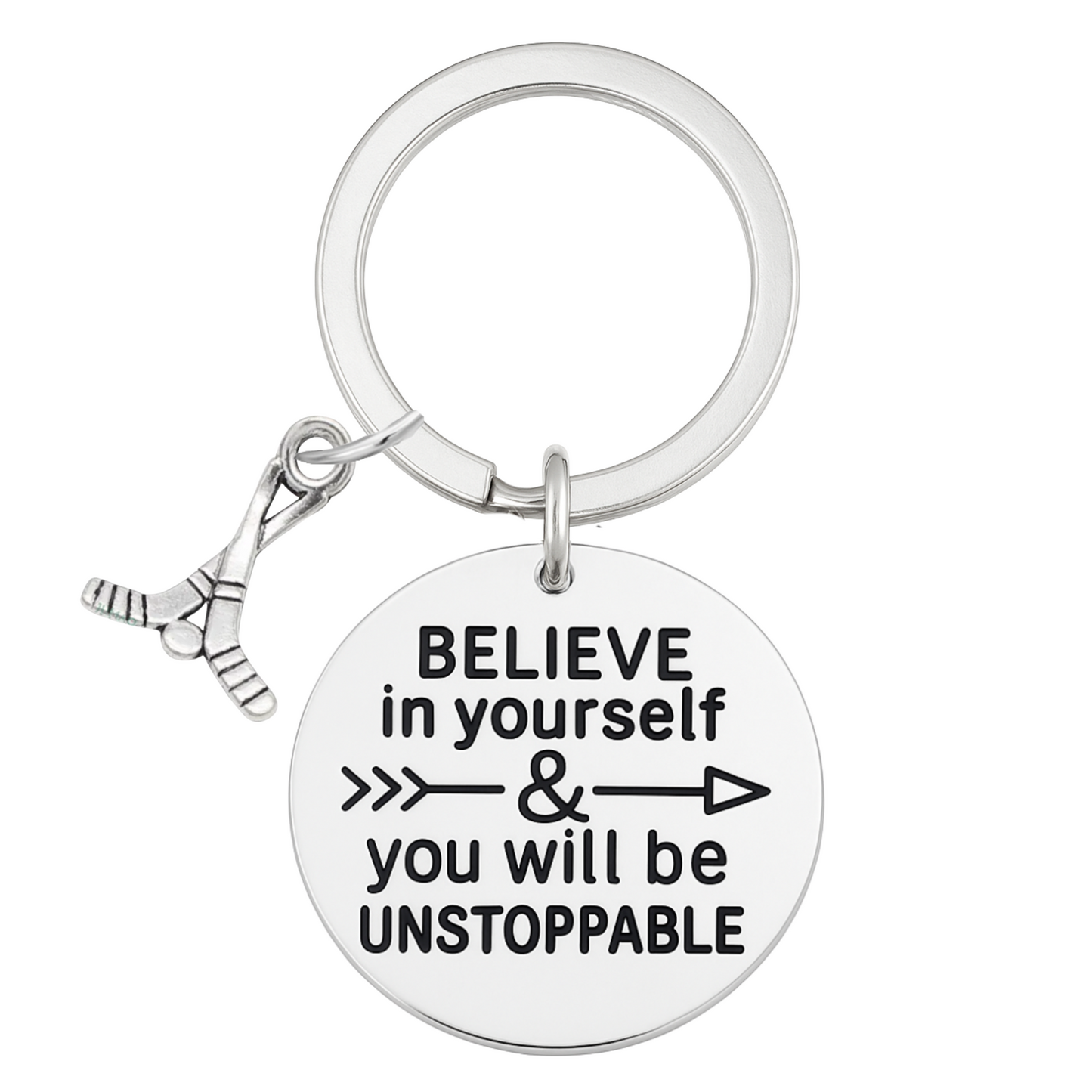 Ice Hockey Keychain with Inspirational Charms
