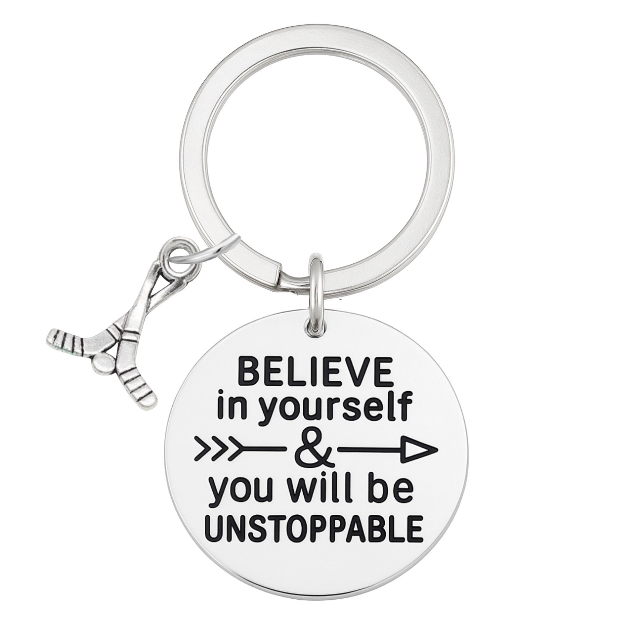 Ice Hockey Keychain with Inspirational Charms
