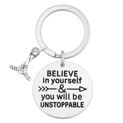 Ice Hockey Keychain with Inspirational Charms
