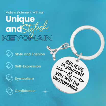 Ice Hockey Keychain with Inspirational Charms