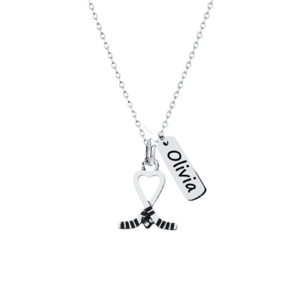 Personalized Engraved Ice Hockey Necklace - Pick Charm