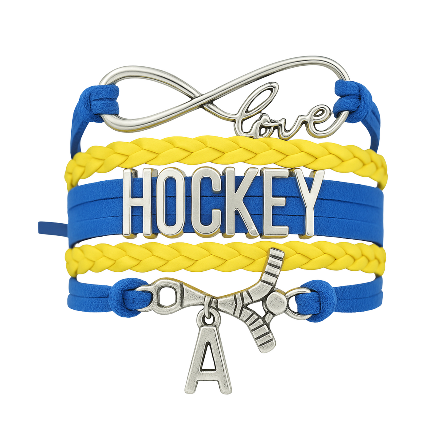 Hockey Initial Charm Bracelet - Pick Color