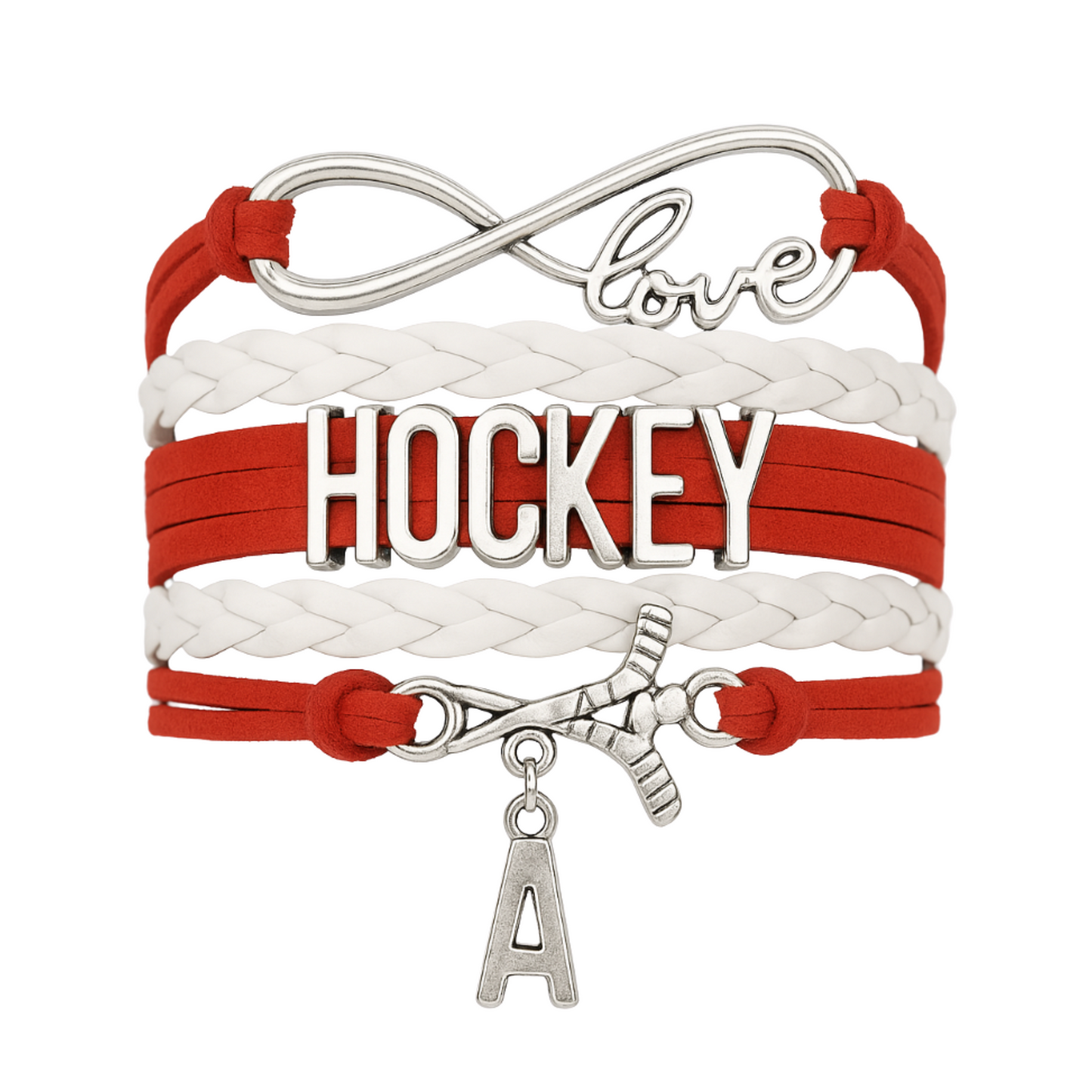Hockey Initial Charm Bracelet - Pick Color