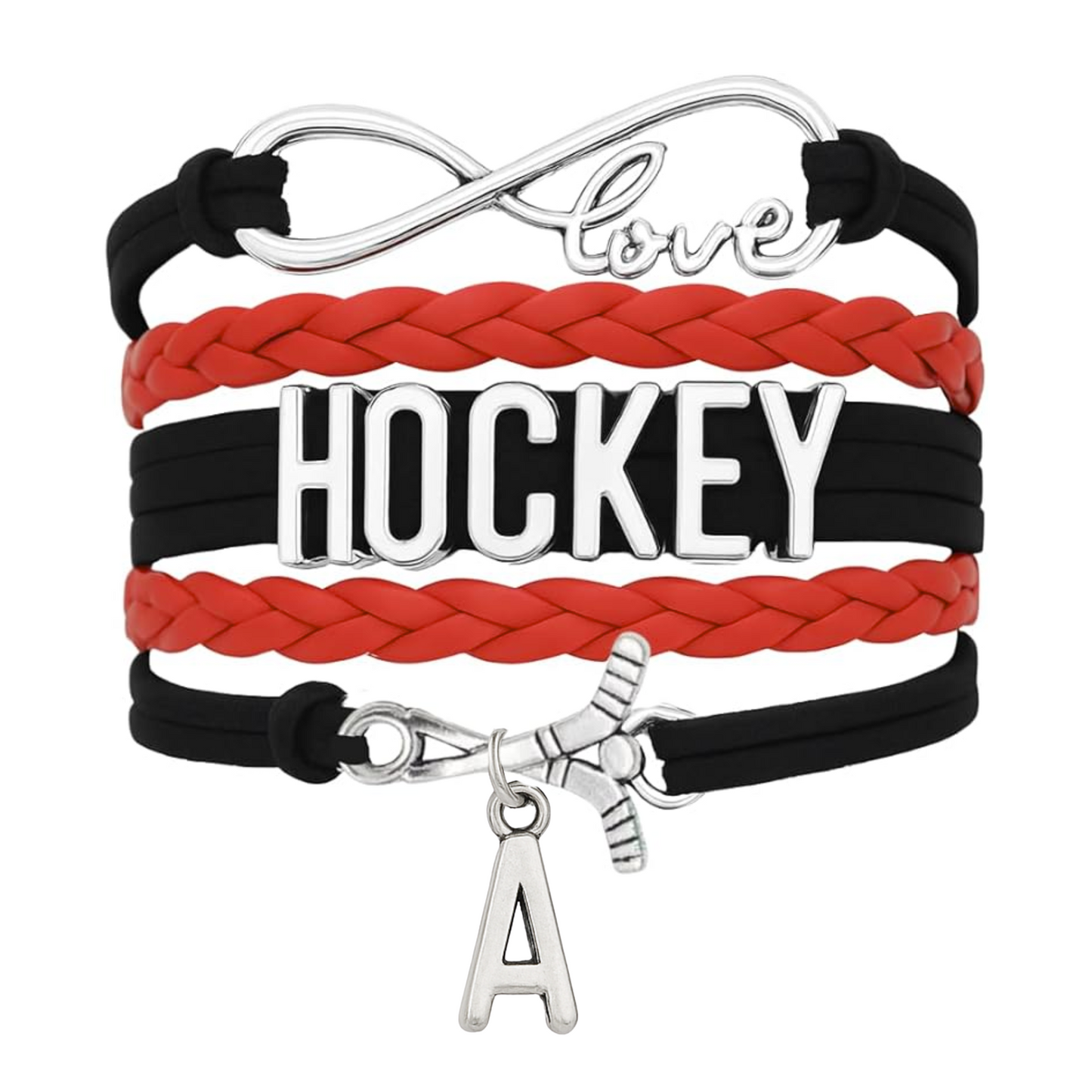 Hockey Initial Charm Bracelet - Pick Color