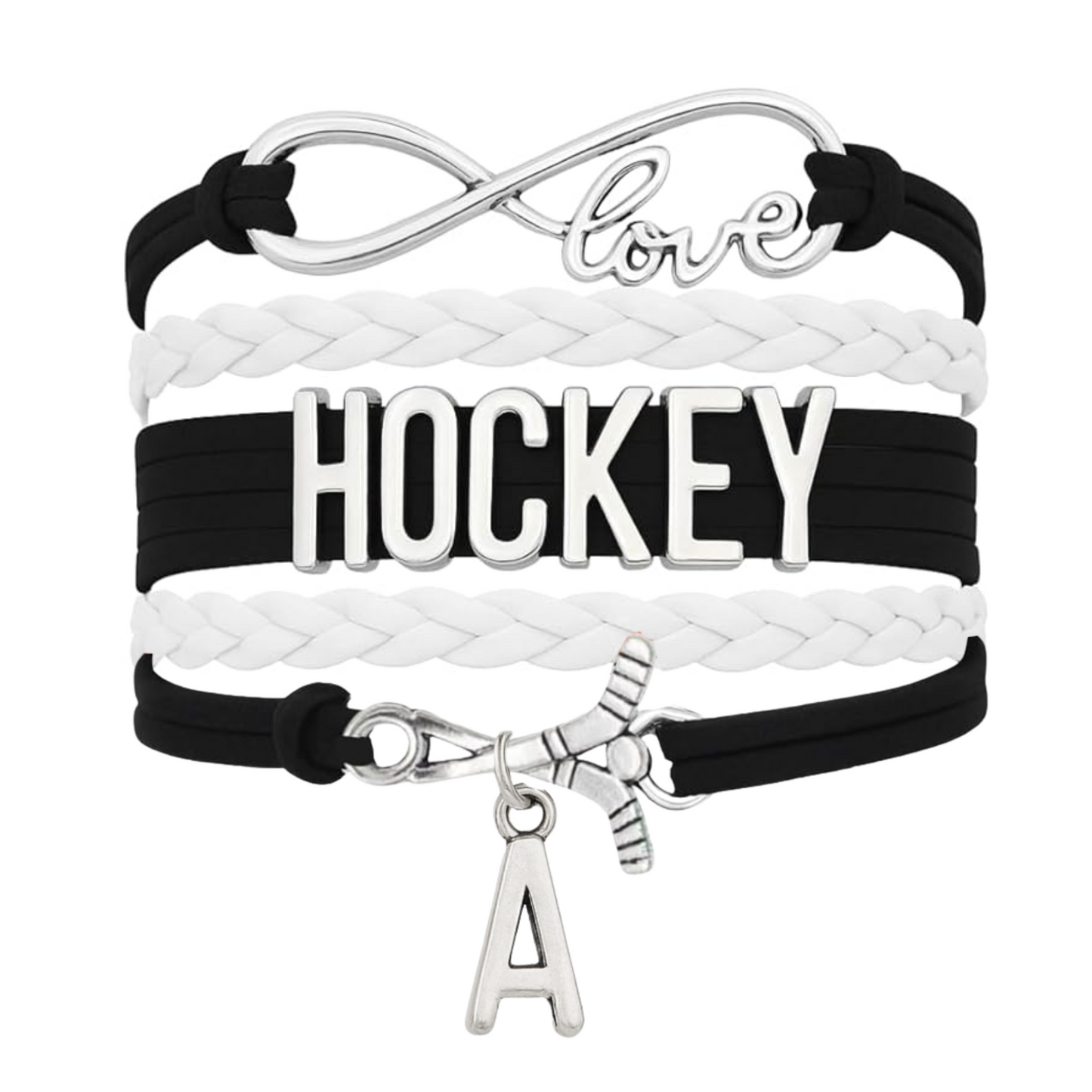 Hockey Initial Charm Bracelet - Pick Color