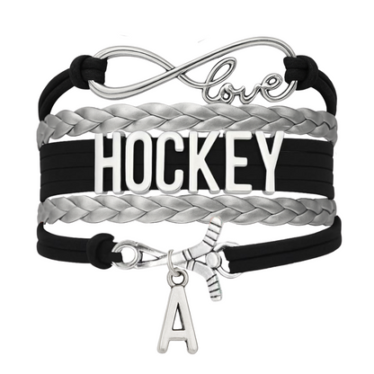 Hockey Initial Charm Bracelet - Pick Color
