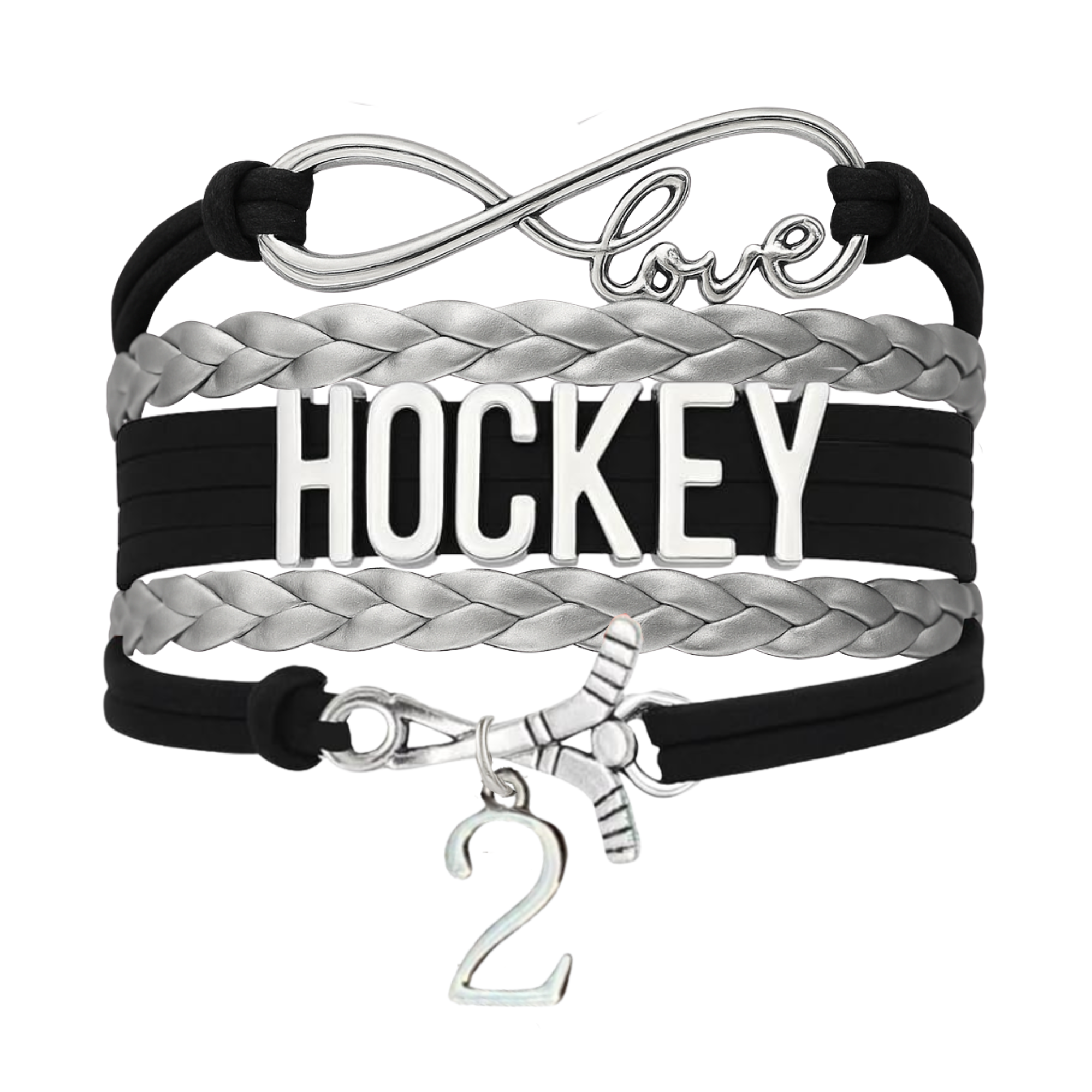 Personalized Hockey Jersey Number Bracelet -Pick Colors