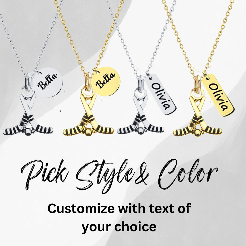 Personalized Engraved Ice Hockey Necklace - Pick Charm