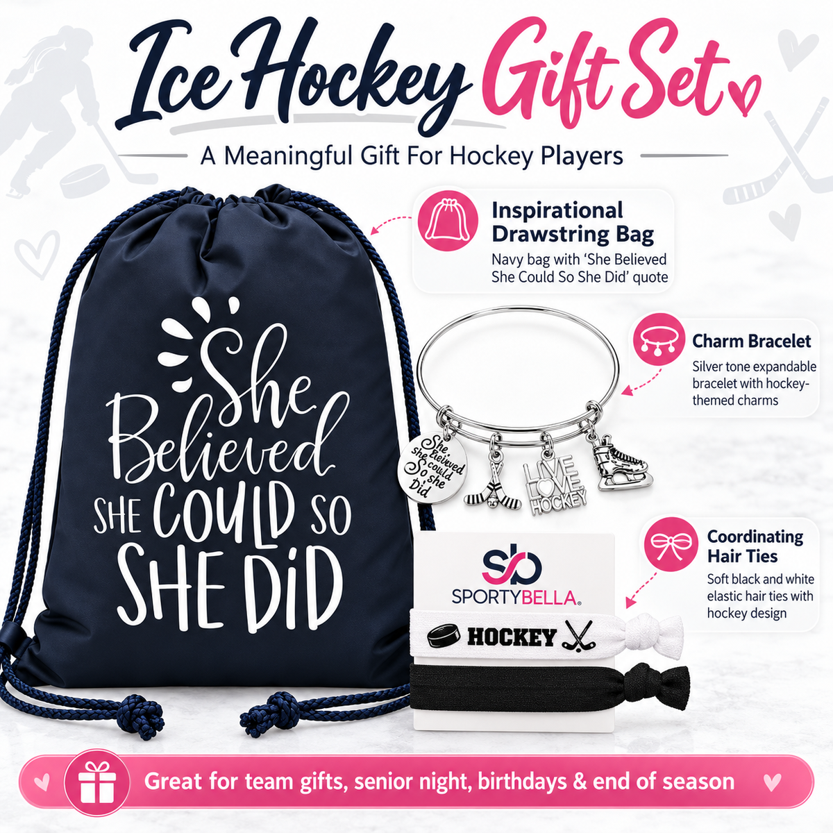 Ice Hockey Bracelet Gift Set