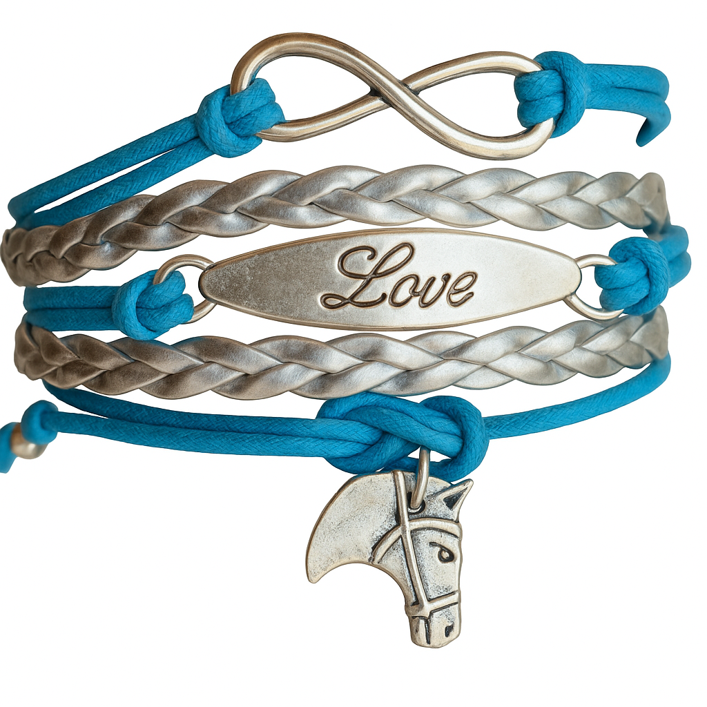Horse Turquoise Infinity Charm Bracelet