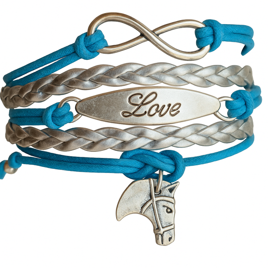 Horse Turquoise Infinity Charm Bracelet
