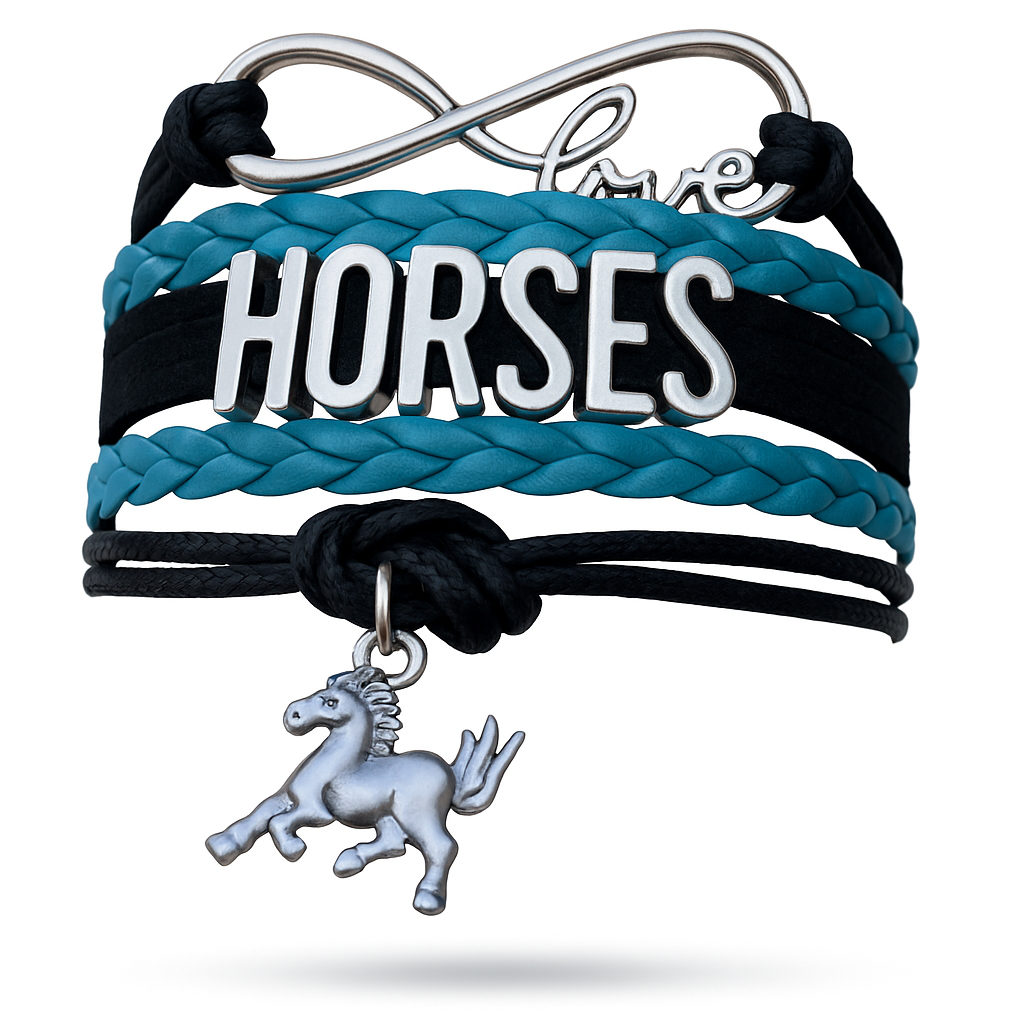 Horse Bracelet and Hair Ties Set- Teal