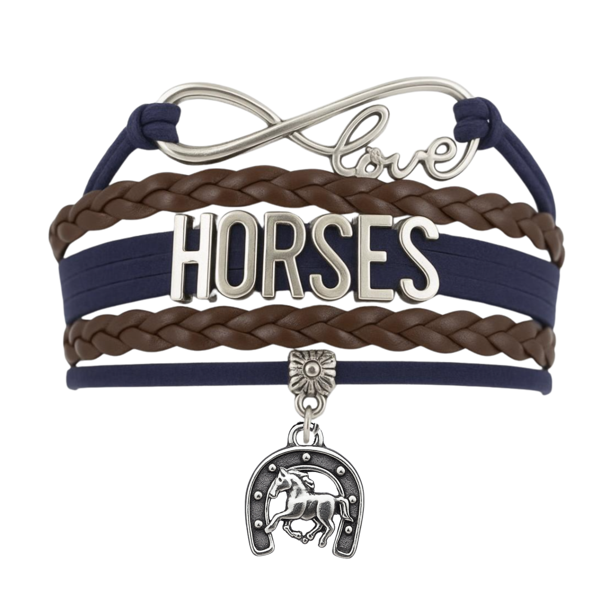 Horse Infinity Charm Bracelet - Navy