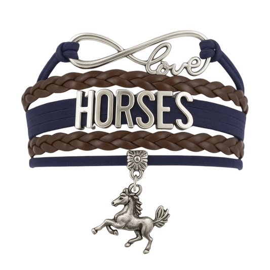 Horse Infinity Charm Bracelet - Navy