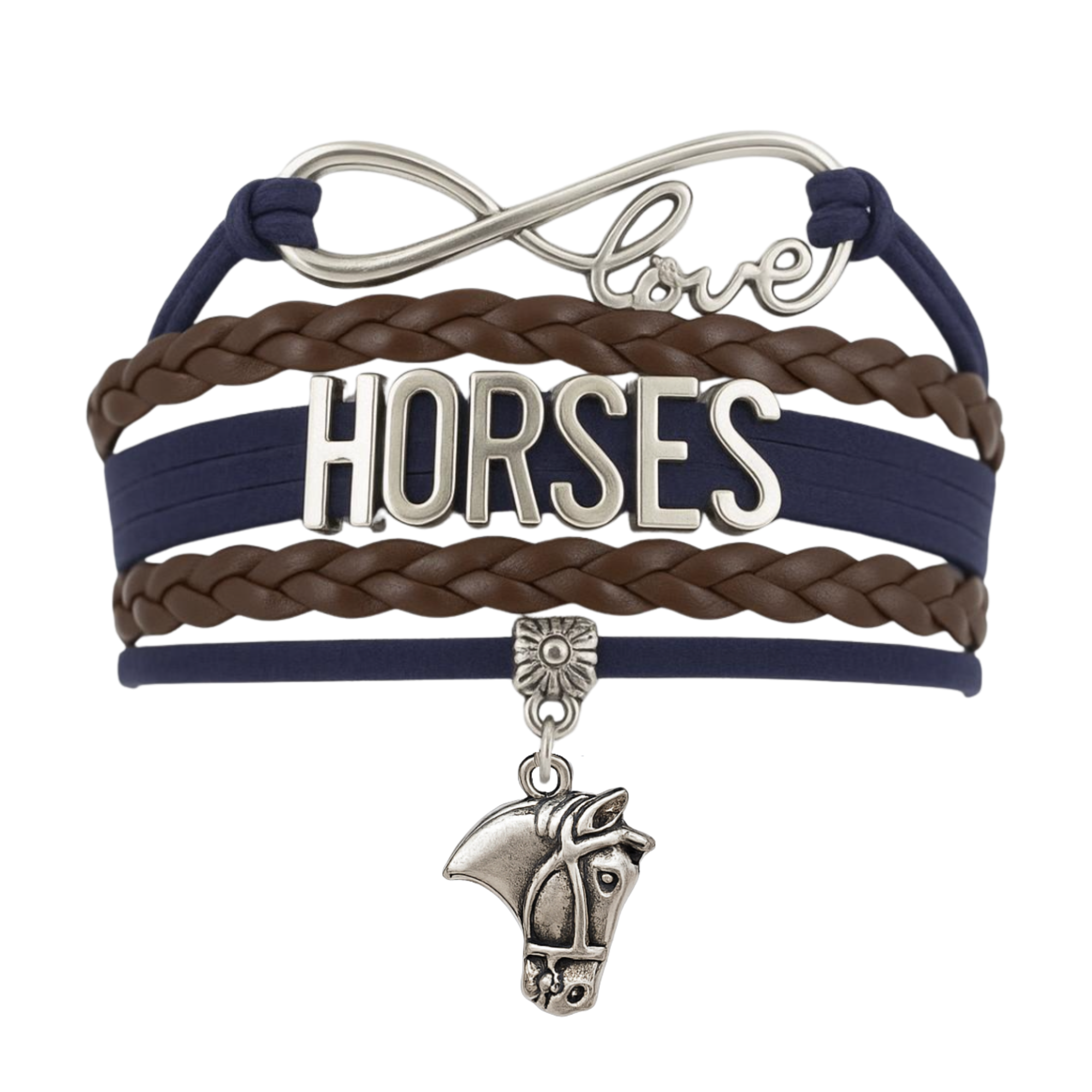 Horse Infinity Charm Bracelet - Navy