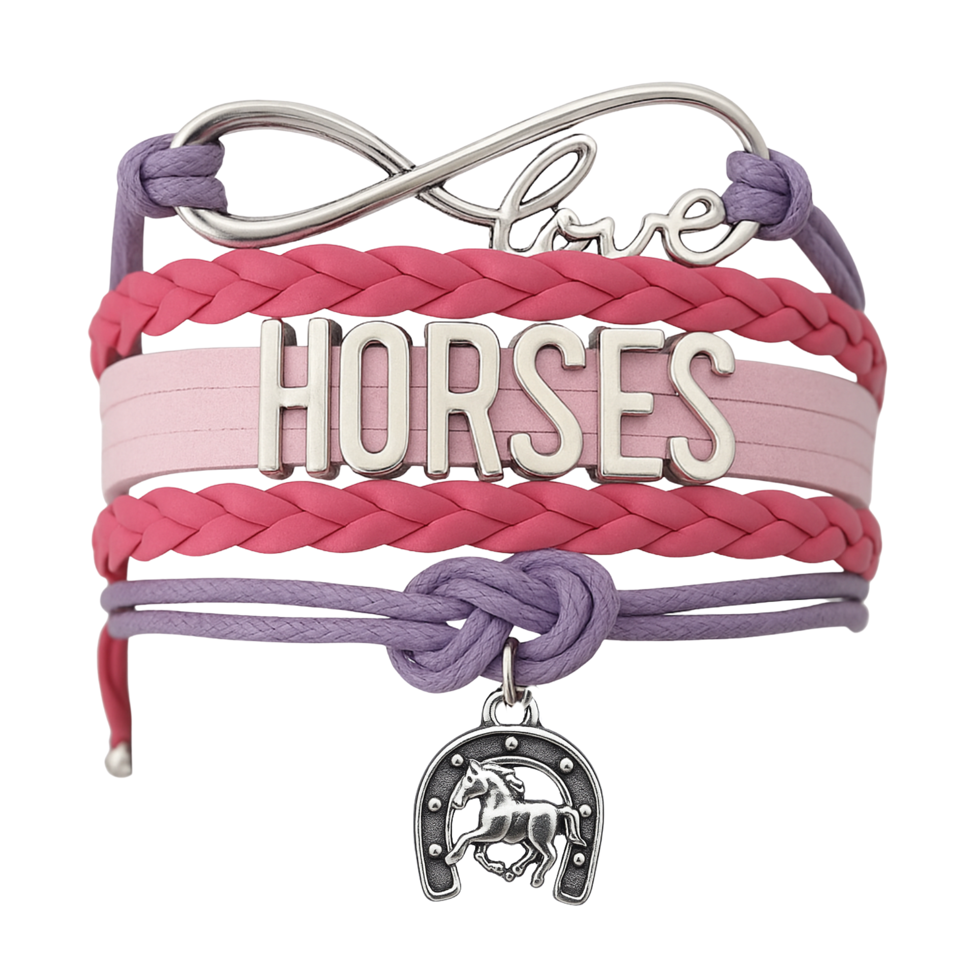 Horse Infinity Charm Bracelet - Pink-Purple