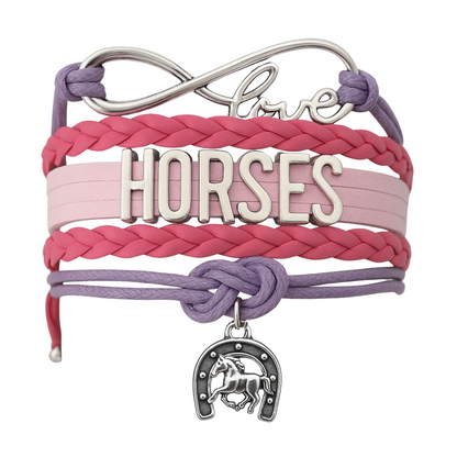 Horse Infinity Charm Bracelet - Pink-Purple