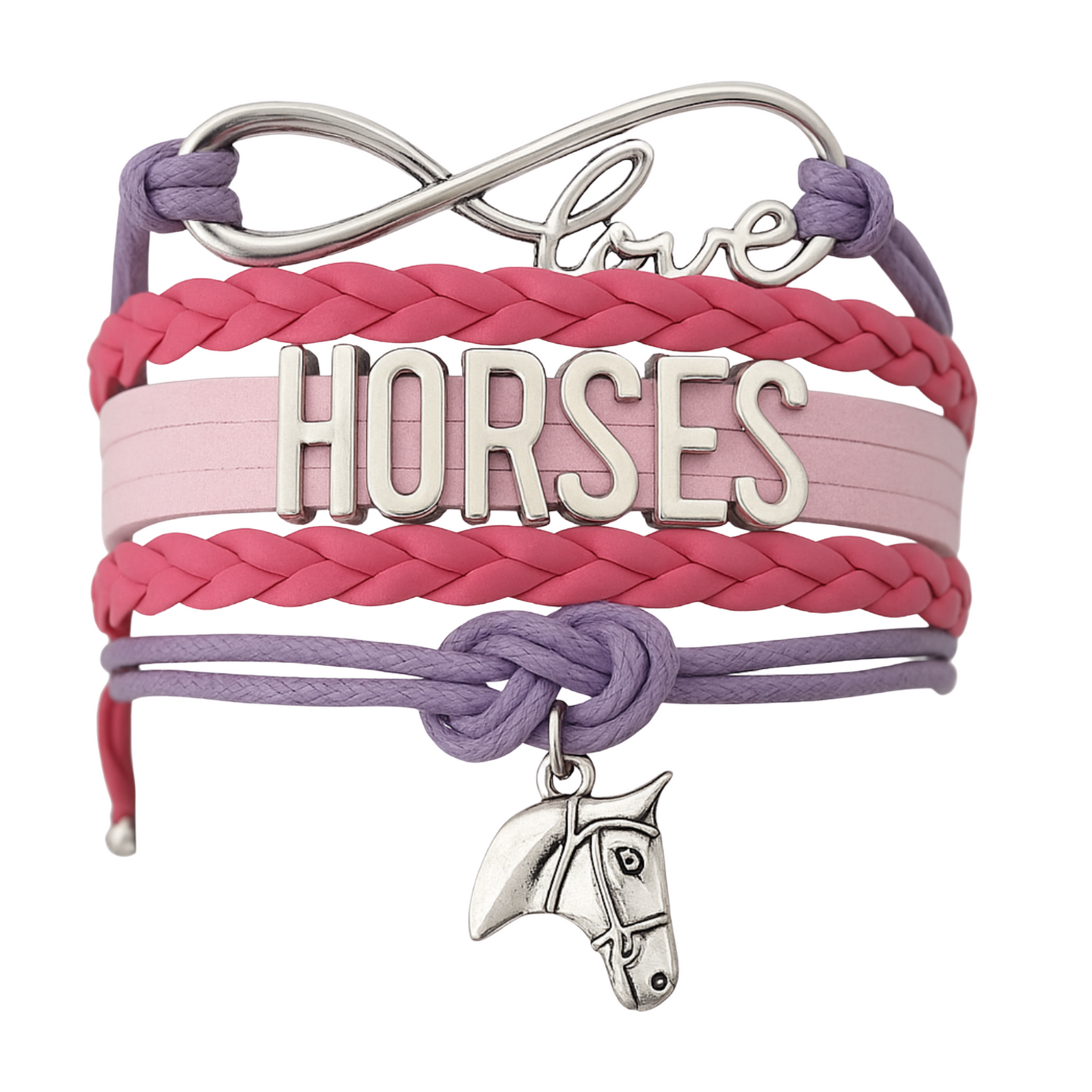 Horse Infinity Charm Bracelet - Pink-Purple