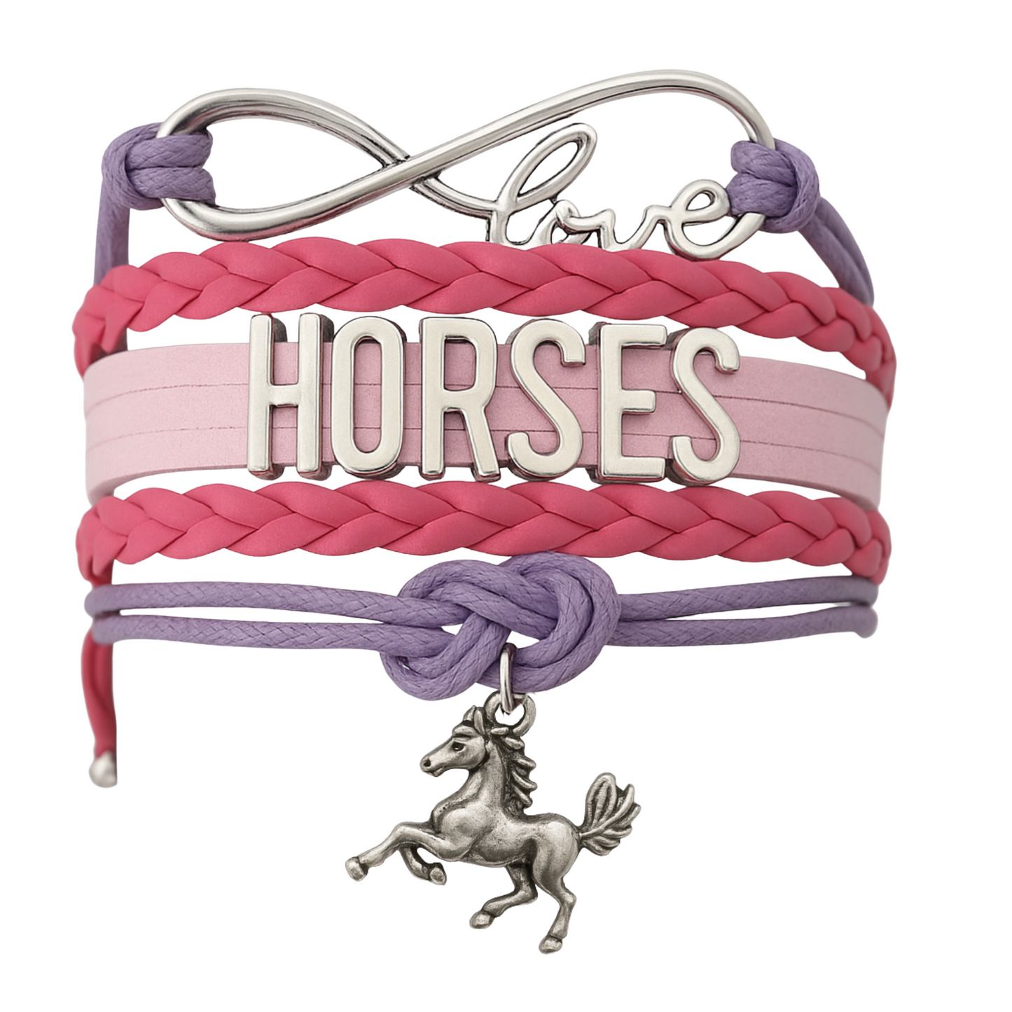 Horse Infinity Charm Bracelet - Pink-Purple