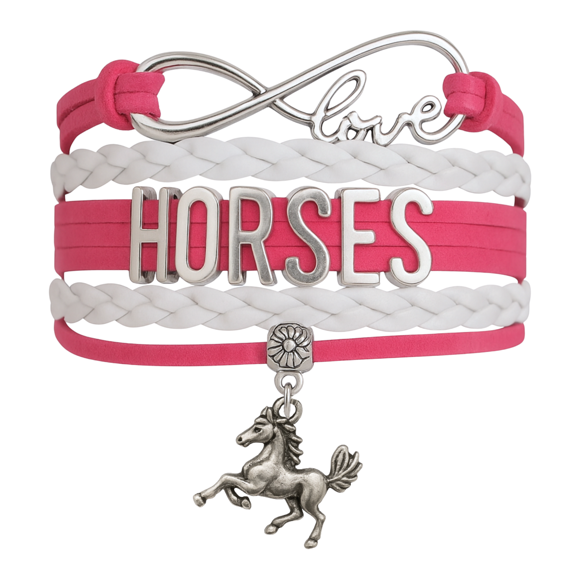 Horse Pink Infinity Charm Bracelet - Pick Charm