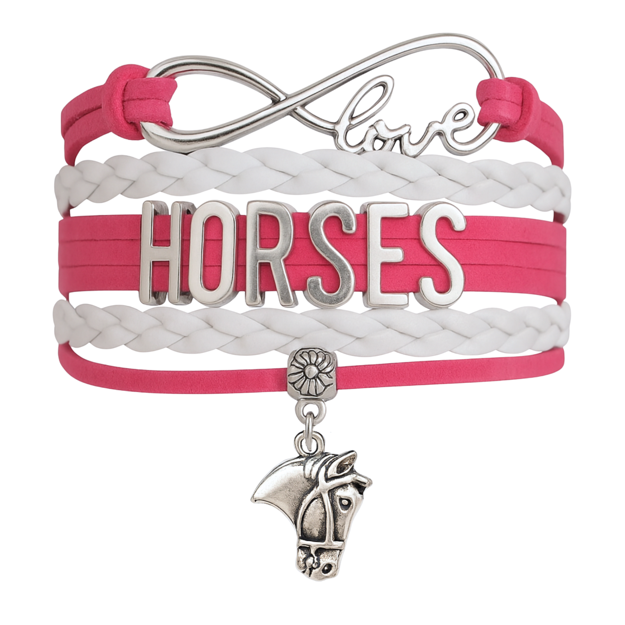 Horse Pink Infinity Charm Bracelet - Pick Charm
