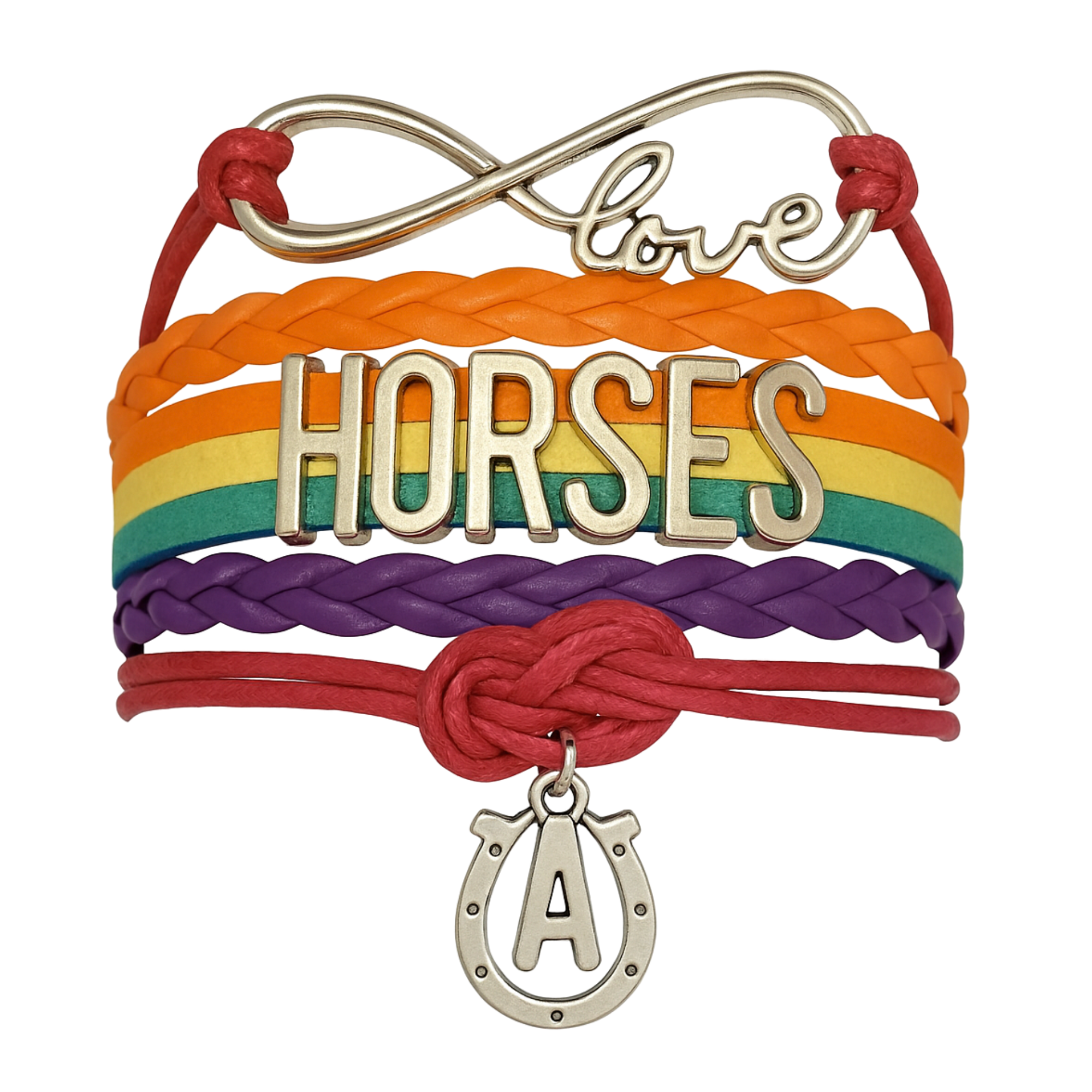 Horseshoe Initial Charm Bracelet - Pick Colors