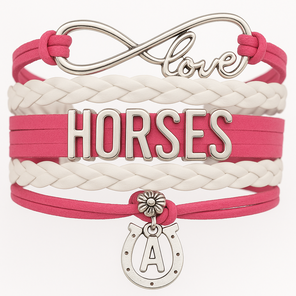 Horseshoe Initial Charm Bracelet - Pick Colors
