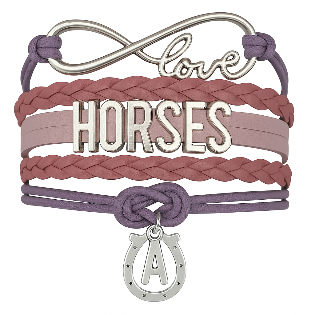 Horseshoe Initial Charm Bracelet - Pick Colors