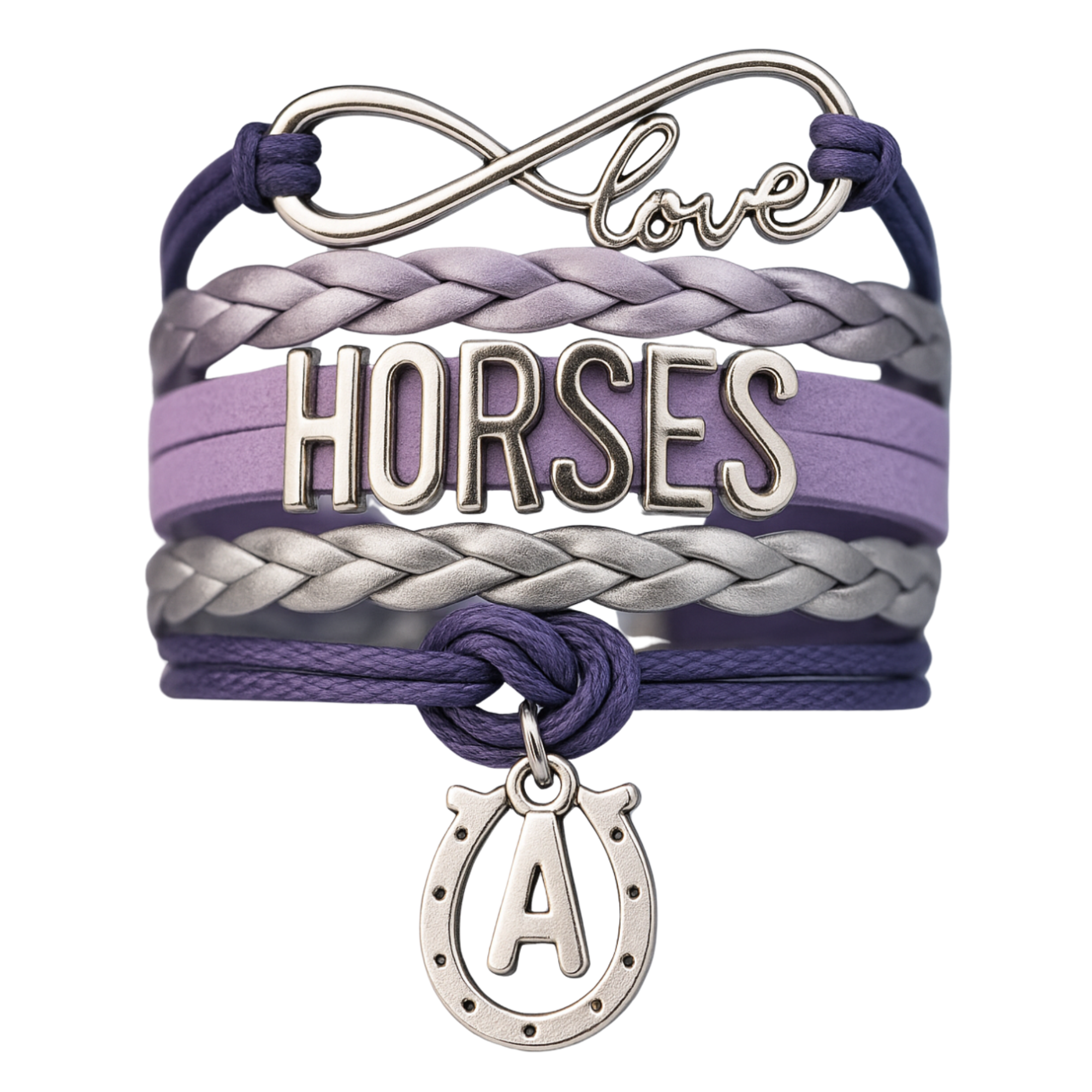 Horseshoe Initial Charm Bracelet - Pick Colors