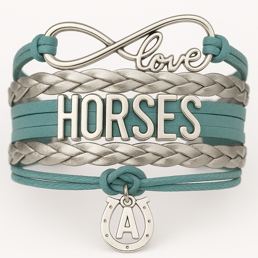 Horseshoe Initial Charm Bracelet - Pick Colors