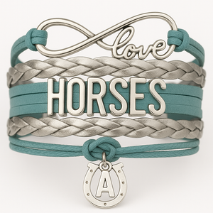 Horseshoe Initial Charm Bracelet - Pick Colors