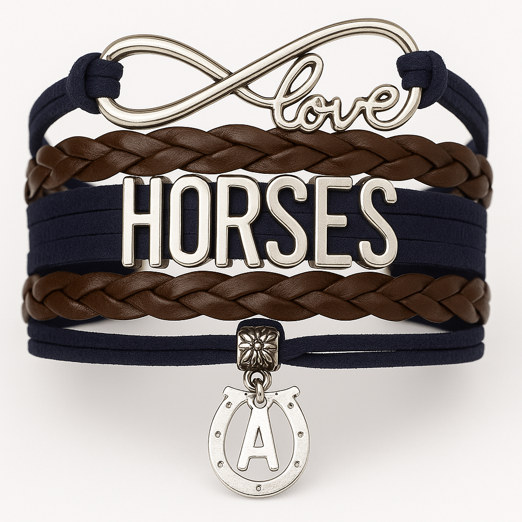 Horseshoe Initial Charm Bracelet - Pick Colors