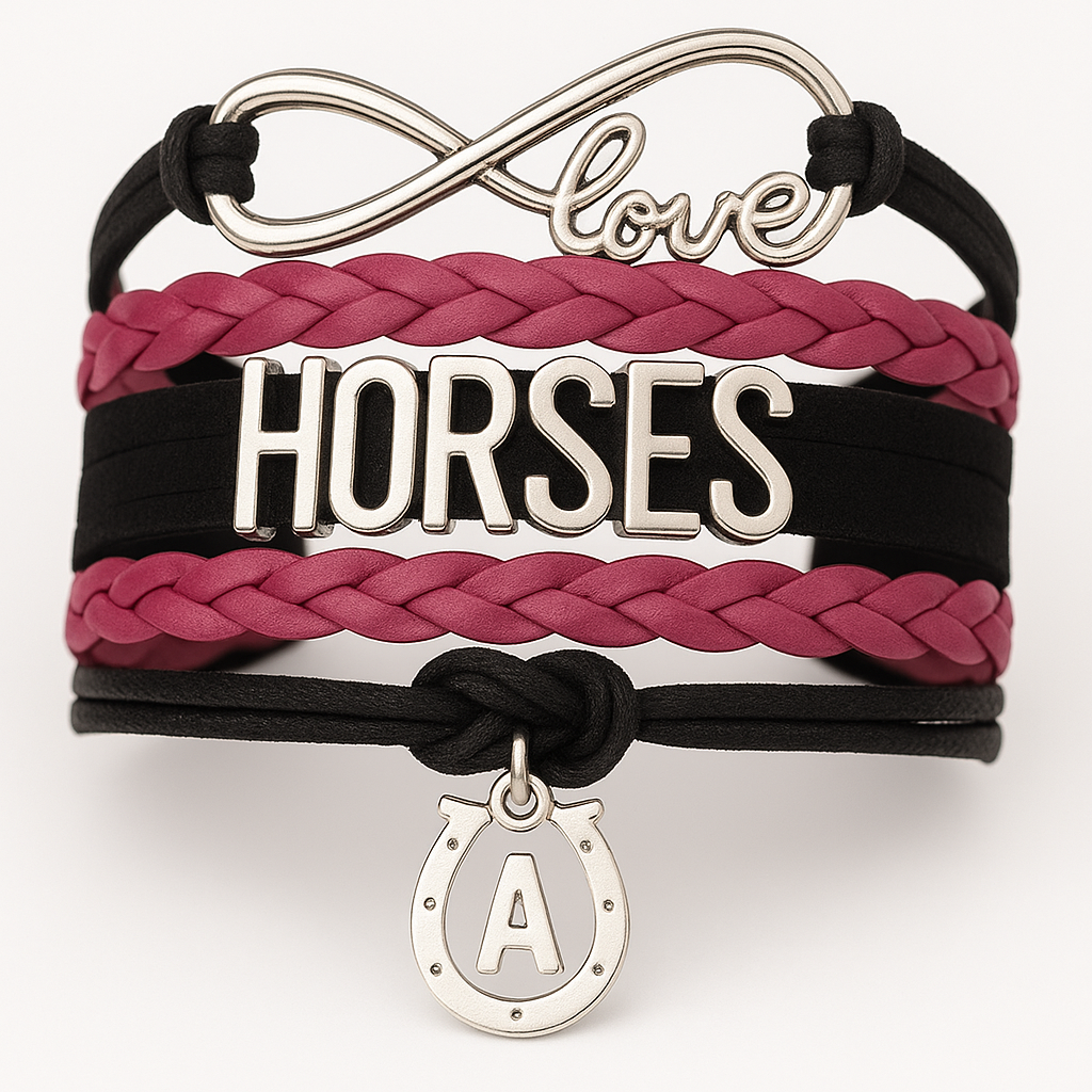 Horseshoe Initial Charm Bracelet - Pick Colors
