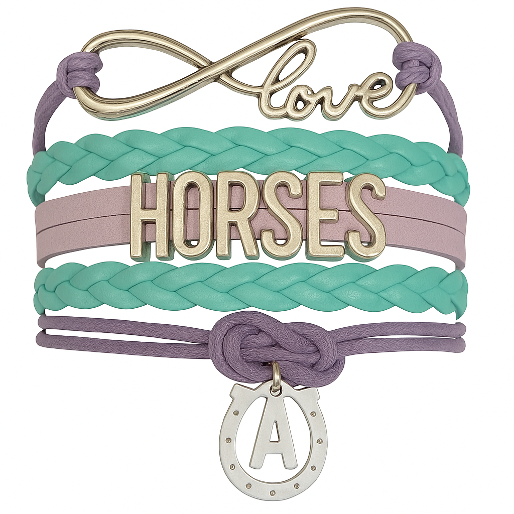 Horseshoe Initial Charm Bracelet - Pick Colors