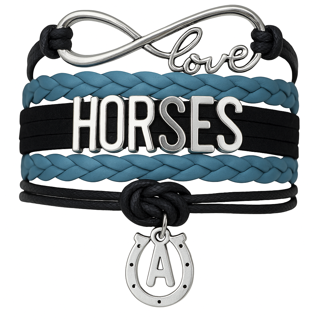 Horseshoe Initial Charm Bracelet - Pick Colors