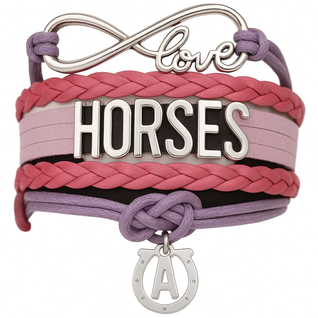Horseshoe Initial Charm Bracelet - Pick Colors