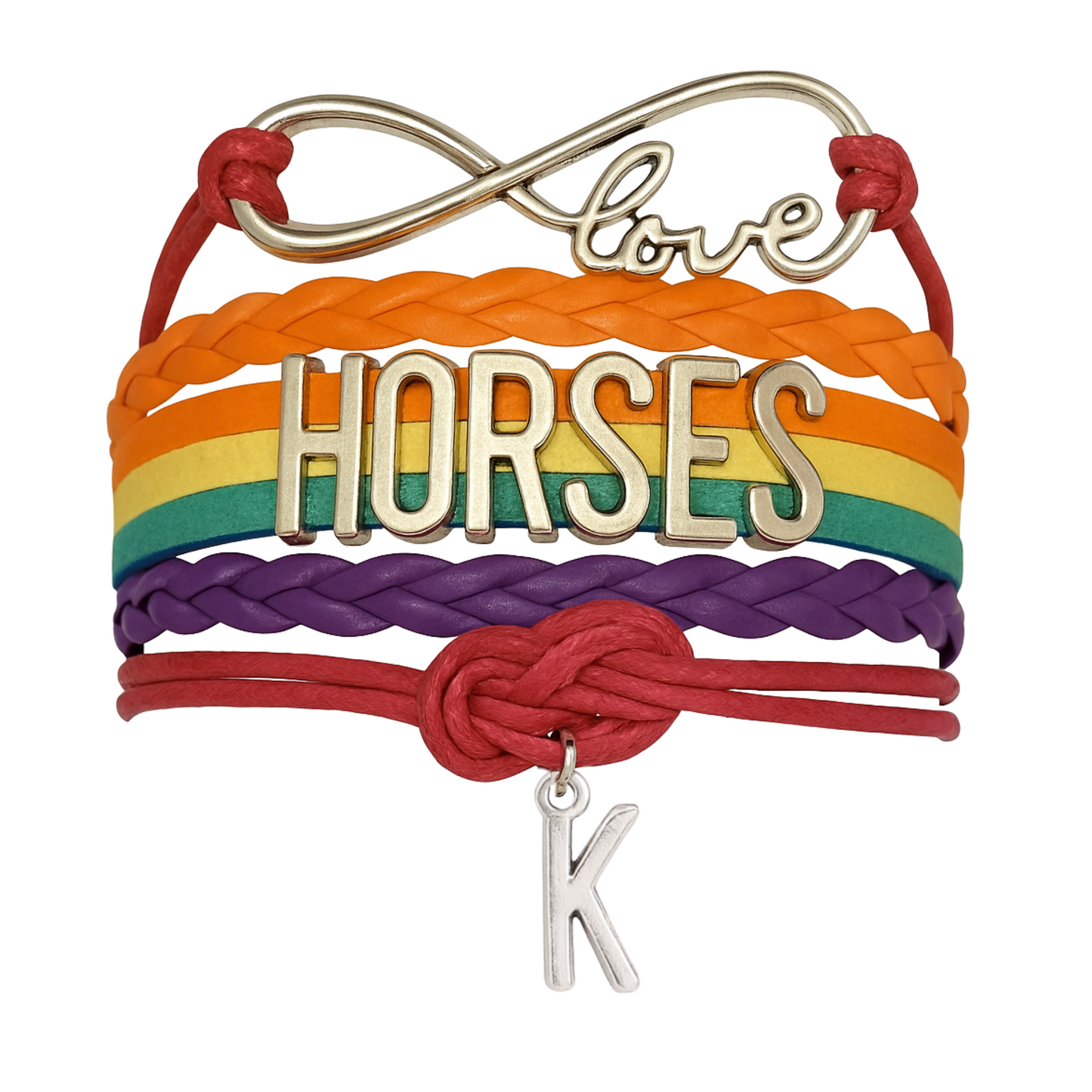 Personalized Horse Letter Charm Bracelet - Pick Color