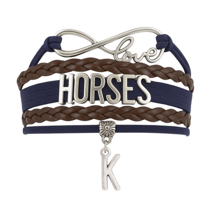 Personalized Horse Letter Charm Bracelet - Pick Color